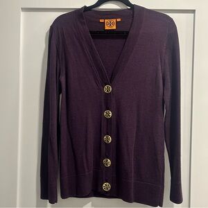 Tory Burch Simone Merino wool cardigan with gold branded buttons